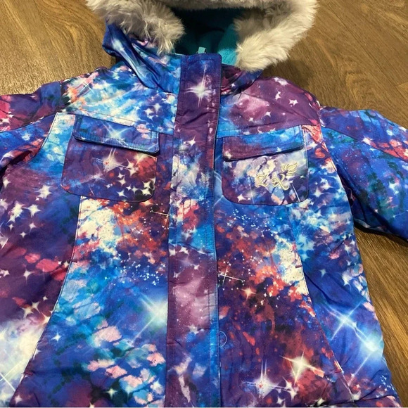 ZeroXposur Girl’s 18 Months Galaxy Winter Puffer Jacket Matching Snow Bib Set - Picture 3 of 11